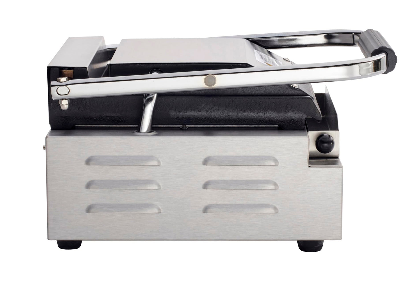 Kratos Commercial Electric Panini Sandwich Grill with Grooved Top and Smooth Bottom Plates, 9" x 9" Cooking Surface, Commercial Countertop Panini Press, 120V, 1750W (29Y-019)