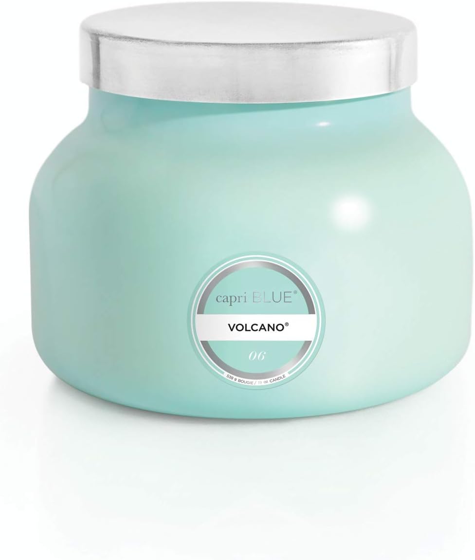 Capri Blue Volcano Scented Candles - Luxury Glass Jar Candles for Home Scented with Tropical Fruit & Sugared Citrus - Soy Wax Blend - Capri Blue Volcano - Aqua Color (19 oz)