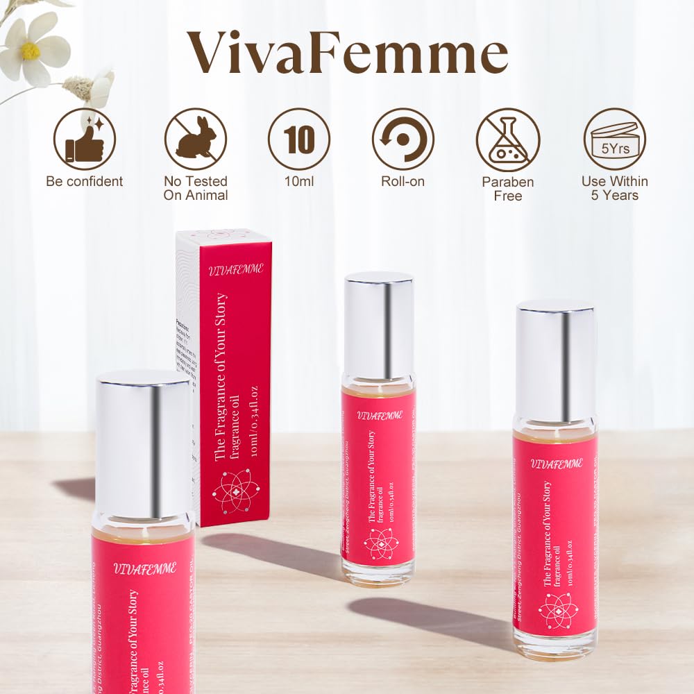 VivaFemme Pheromones Perfumes for Women, Long Lasting Fruity Scent, Roll On Perfume Oil for Women Designed to Attract Men (Fruity)