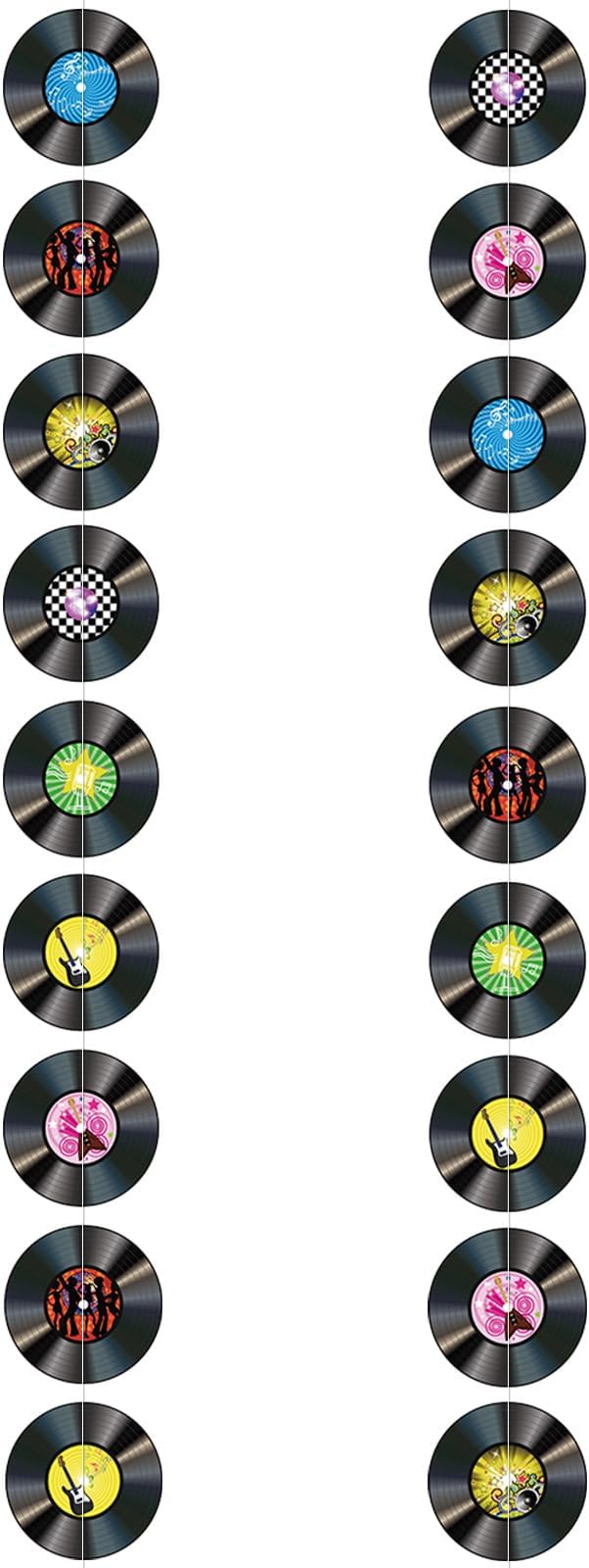 Adecortalk Rock and Roll Party Decorations Vinyl Record Banners 1950's Party Garland Streamer Hanging Decorations for 50s ...