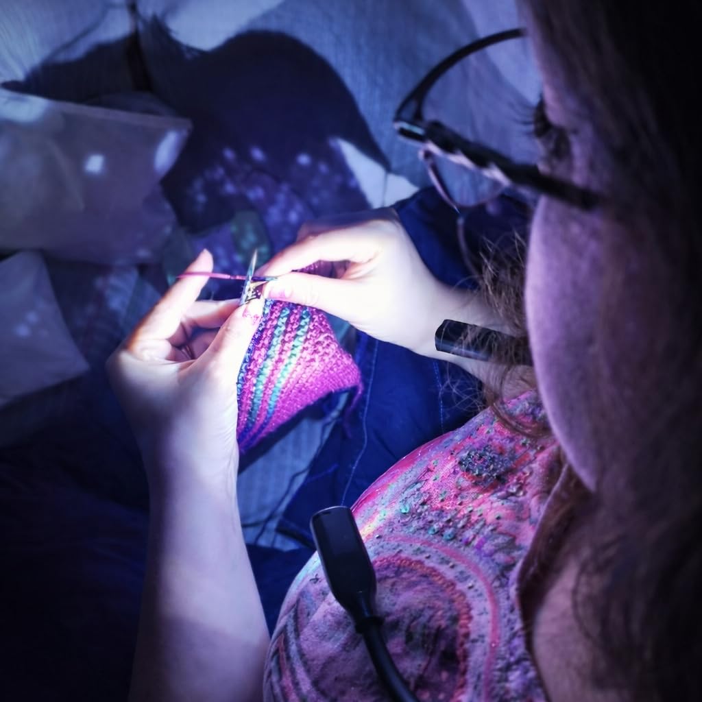 Lumos Knitting Light, Crafter Light Around Neck for Knitters and Crocheters, 3 Colors & Adjustable Brightness. Portable, Wearable, Rechargeable&Long Lasting (Black)
