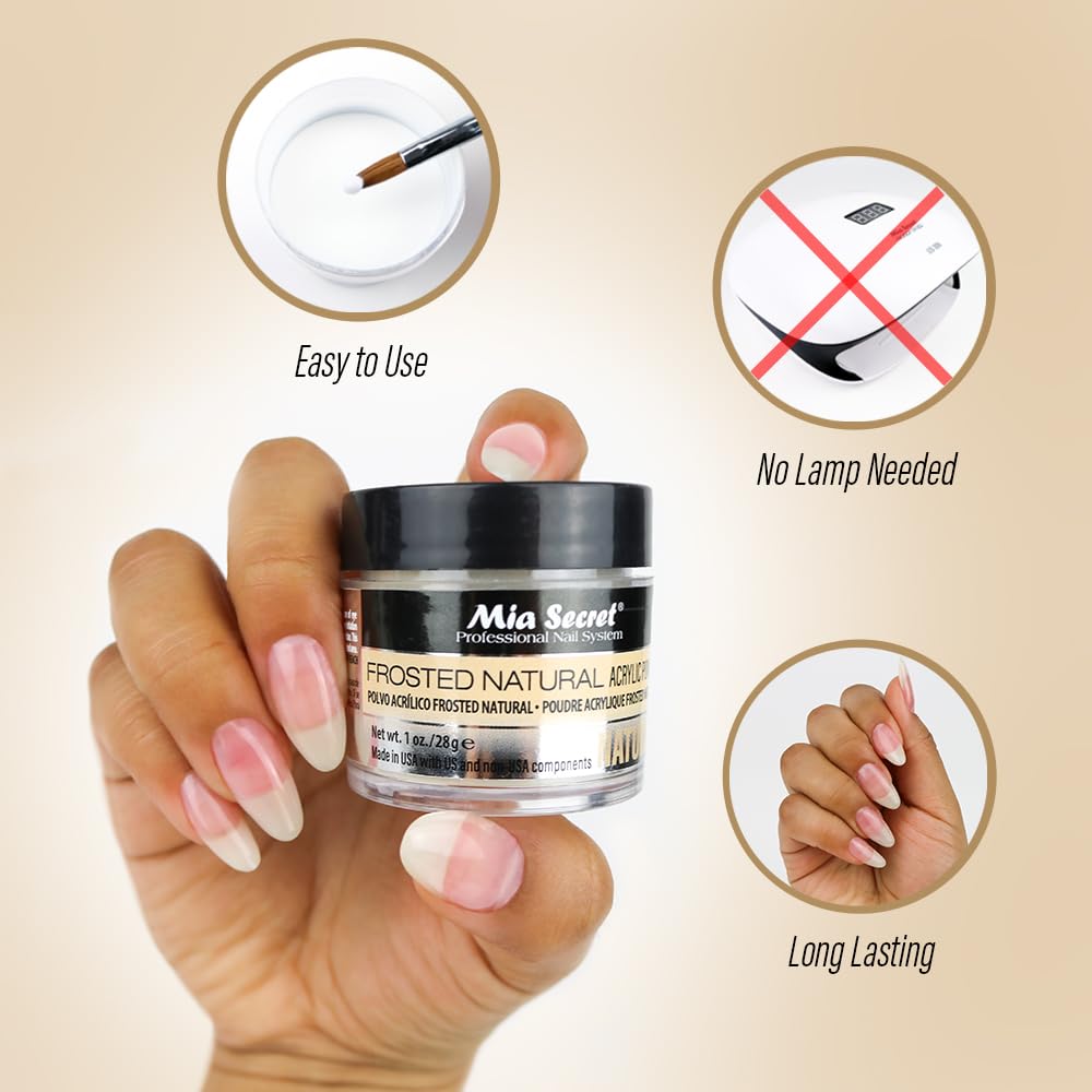 Mia Secret Frosted Natural Acrylic Powder MADE IN USA multiple sizes (1 oz.)