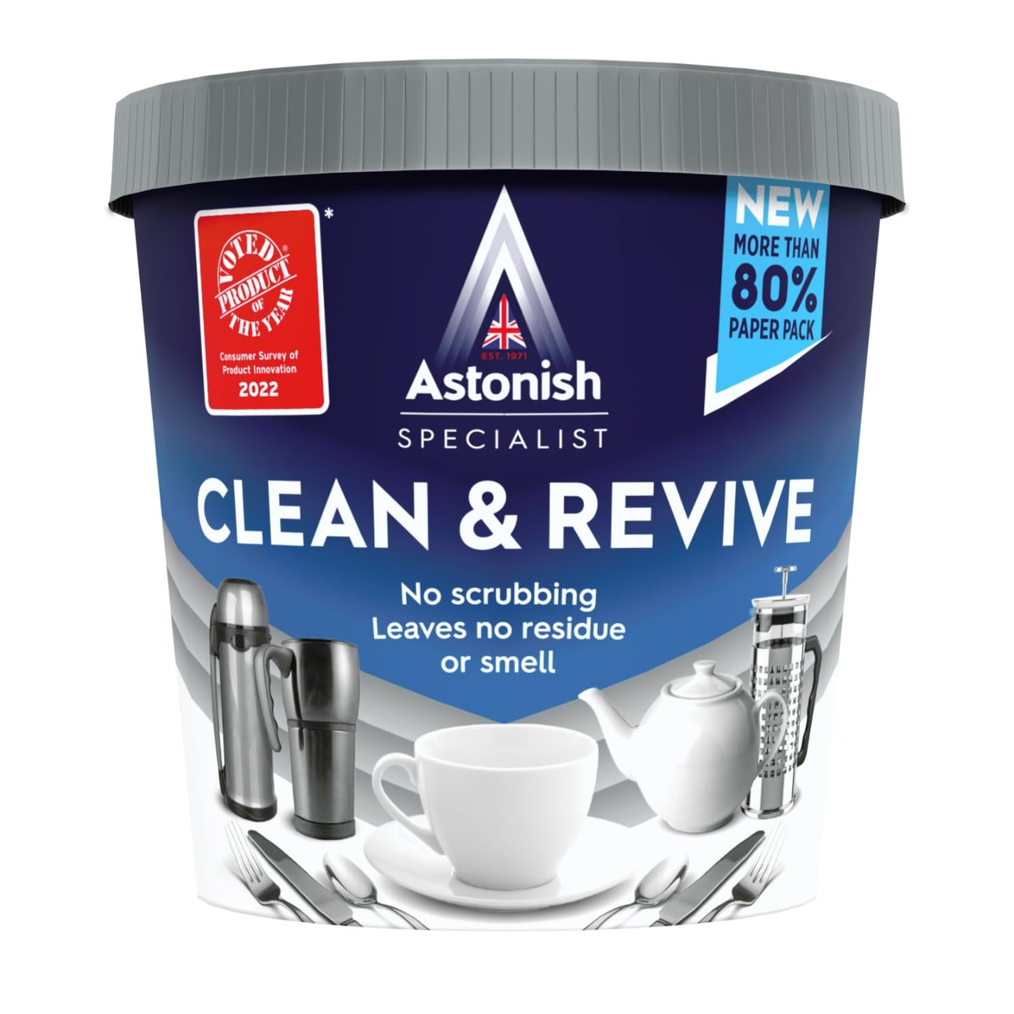 Astonish Specialist Clean & Revive Foaming Powder For Tea Pots, Coffee Mugs, & Stainless Steel - No Scrubbing, No Residue (12.35 Ounce (Pack of 1))