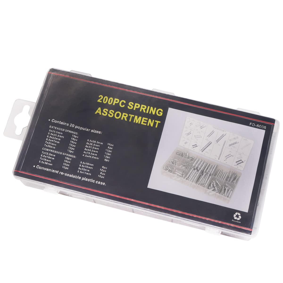 Ruibapa 200PCS Spring Assortment Kit Zinc Plated Extension and Compression Springs Kit with 20 Different Sizes for Home Repairs & DIY