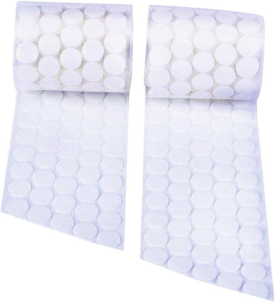 Self Adhesive Dots,1100pcs(550 Pairs) 0.59" Diameter Strong Sticky Back Hook Nylon, 15mm Loop Strips with Waterproof Glue Tapes, Perfect for School Classroom,Office, Home(White)