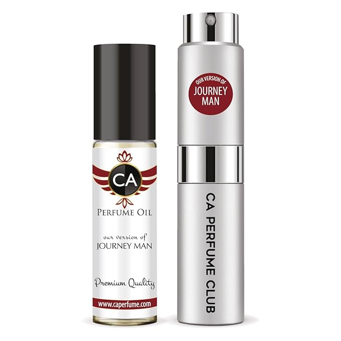 CA Perfume Duo Impression of Journey Man For Men Perfume Layering Set Mens Cologne Long Lasting Travel Size EDP + Body Oil Roll-On Bottle 0.27 Fl Oz+0.33 Fl Oz