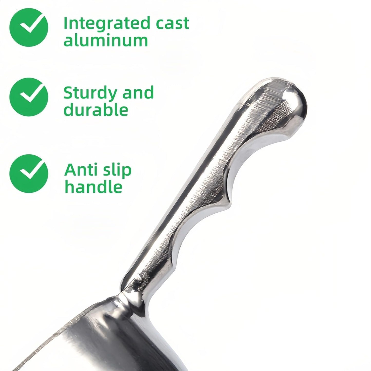 Heavy-Duty Cast Aluminum Kitchen Scoop - Rust-Proof, Ergonomic S-Handle Ice Cube Endurance Scoopfor Ice, Candy, Popcorn, Coffee Beans, Flour & Pet Food - Commercial-Grade Durable Design (M（12oz）)
