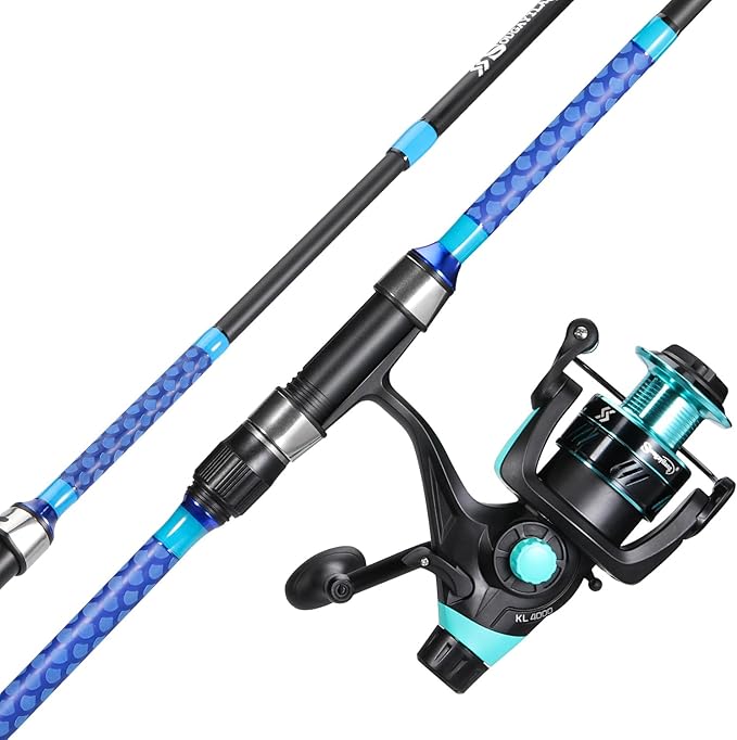 Sougayilang 3 Piece Baitfeeder Combo Surf Fishing Rod Combo Medium/Heavy Travel Spinning Rod with 4000 Size Reel (9'/10'/1...