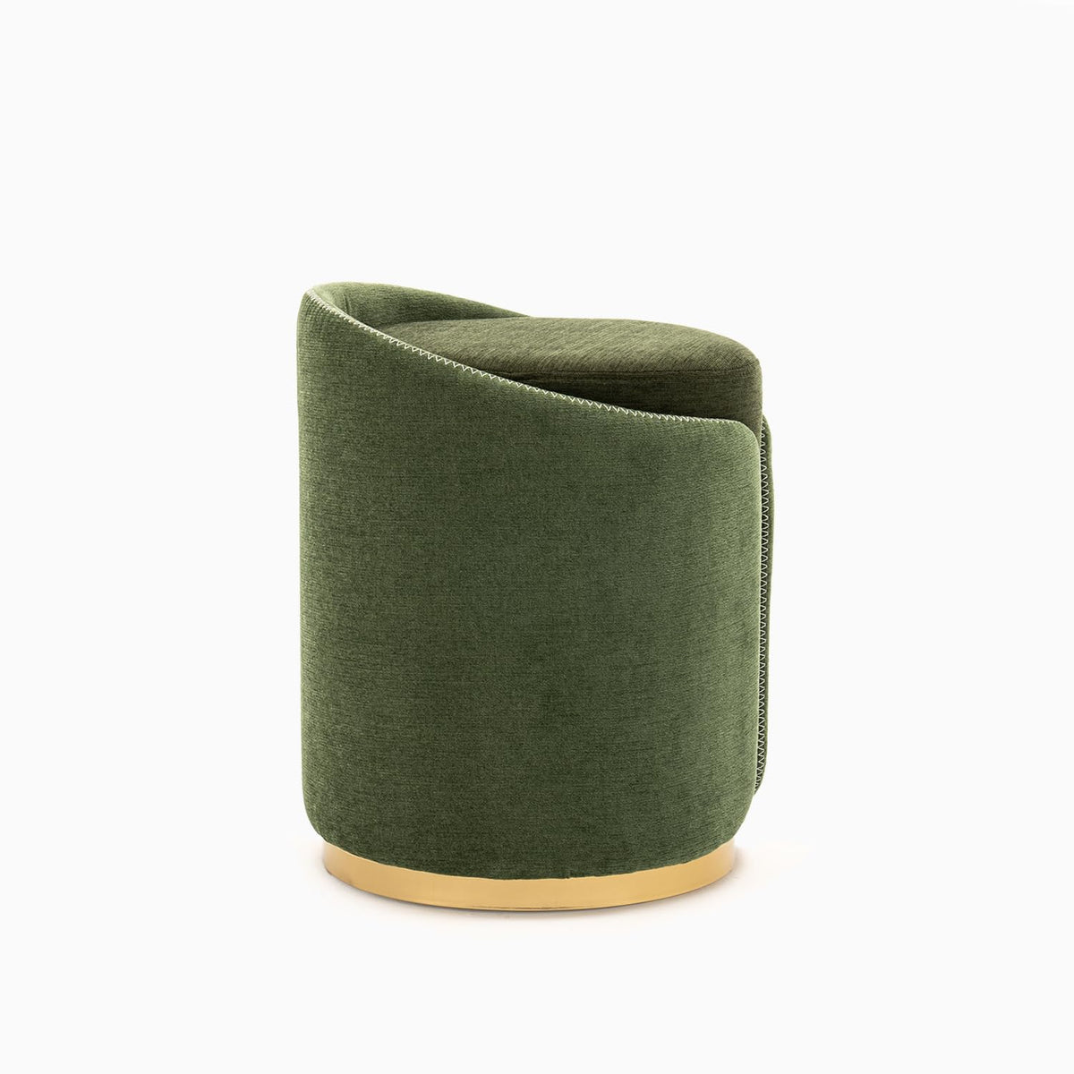 DRKAT Swivel Vanity Stool with Gold Base Comfy Vanity Chair Modern Round Stool for Makeup Vanity Ottoman Foot Rest for Bedroom livingroom (Green)