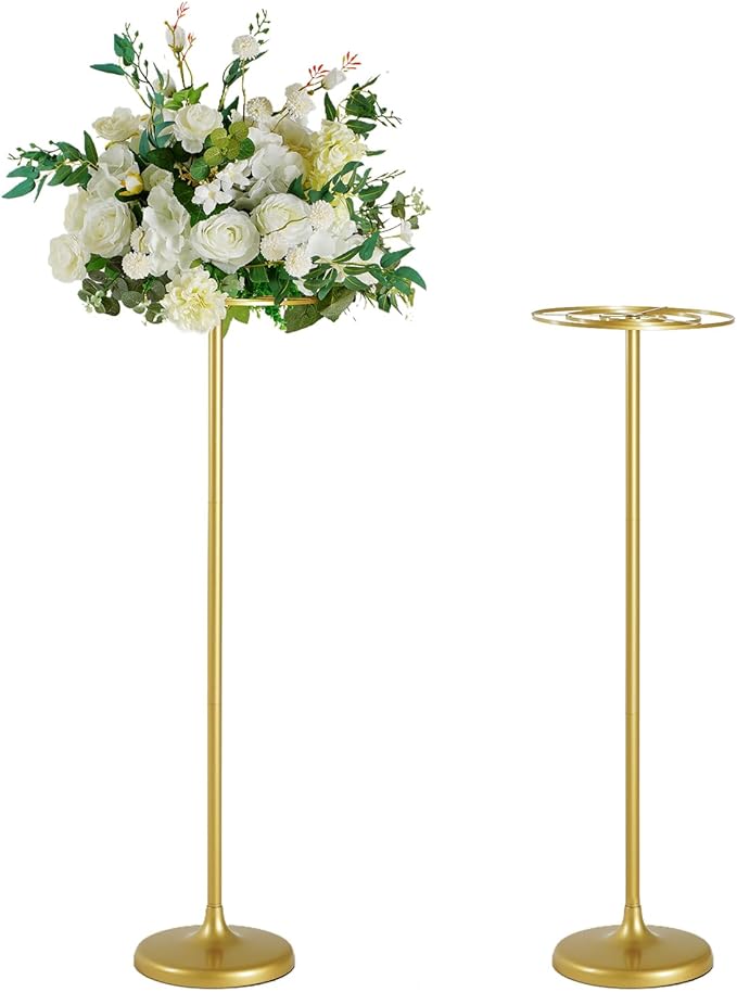Fullvaseer 2pcs Tall Wedding Flower Stand 39.37" Wedding Centerpieces for Tables Gold Centerpieces Metal Flower Floor Vase...