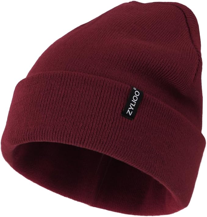 Zylioo Oversize Beanie Hats, XXL Big Size Ribbed Knit Cuffed Winter Hat for Cold Weather, Warm Skull Watch Cap