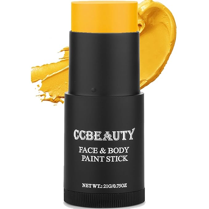 CCbeauty Yellow Face Paint Stick, Face Painting Kit, Full Coverage SFX Makeup Foundation, Professional Non-Toxic Body Paint for Halloween Costume Party, For SpongeBob SquarePants, Minions, Bees Makeup