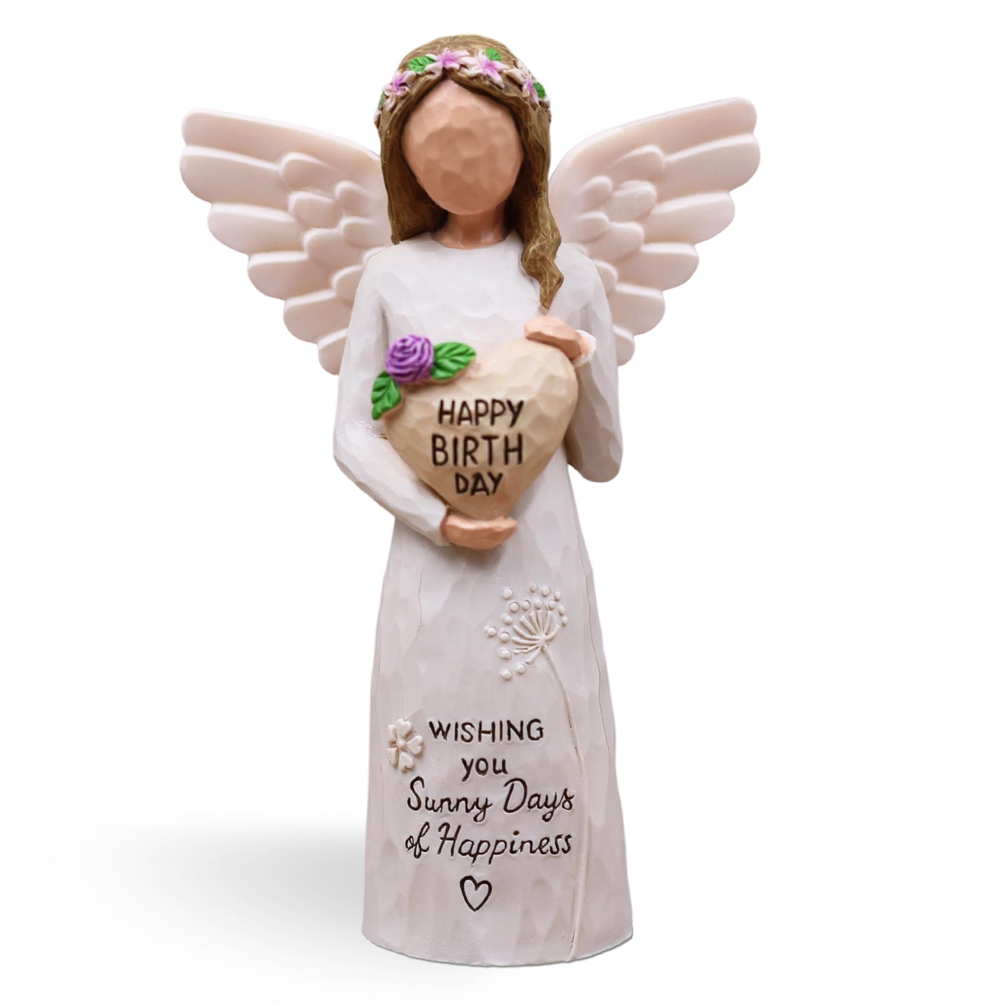 AUMELO Happy Birthday Gifts for Women, Gifts for Women Birthday Unique, Gift for Best Friend Female, Mom, Sister, Her, Coworkers, Daughter, Girlfriend, Hand-Painted Resin Angel Figurine (Purple)
