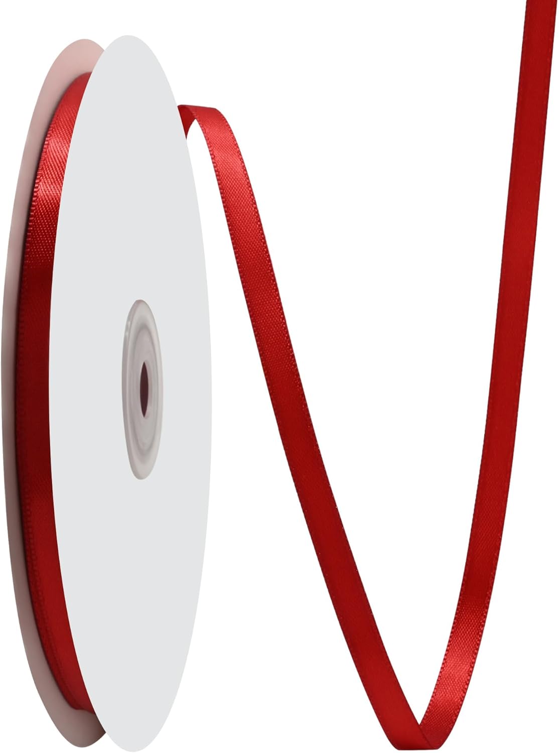 Red Satin Ribbon 1/4" X 50 Yards Solid Color Double Faced Ribbons Perfect for Crafts Wedding Decor Bow Making Arts Sewing and More