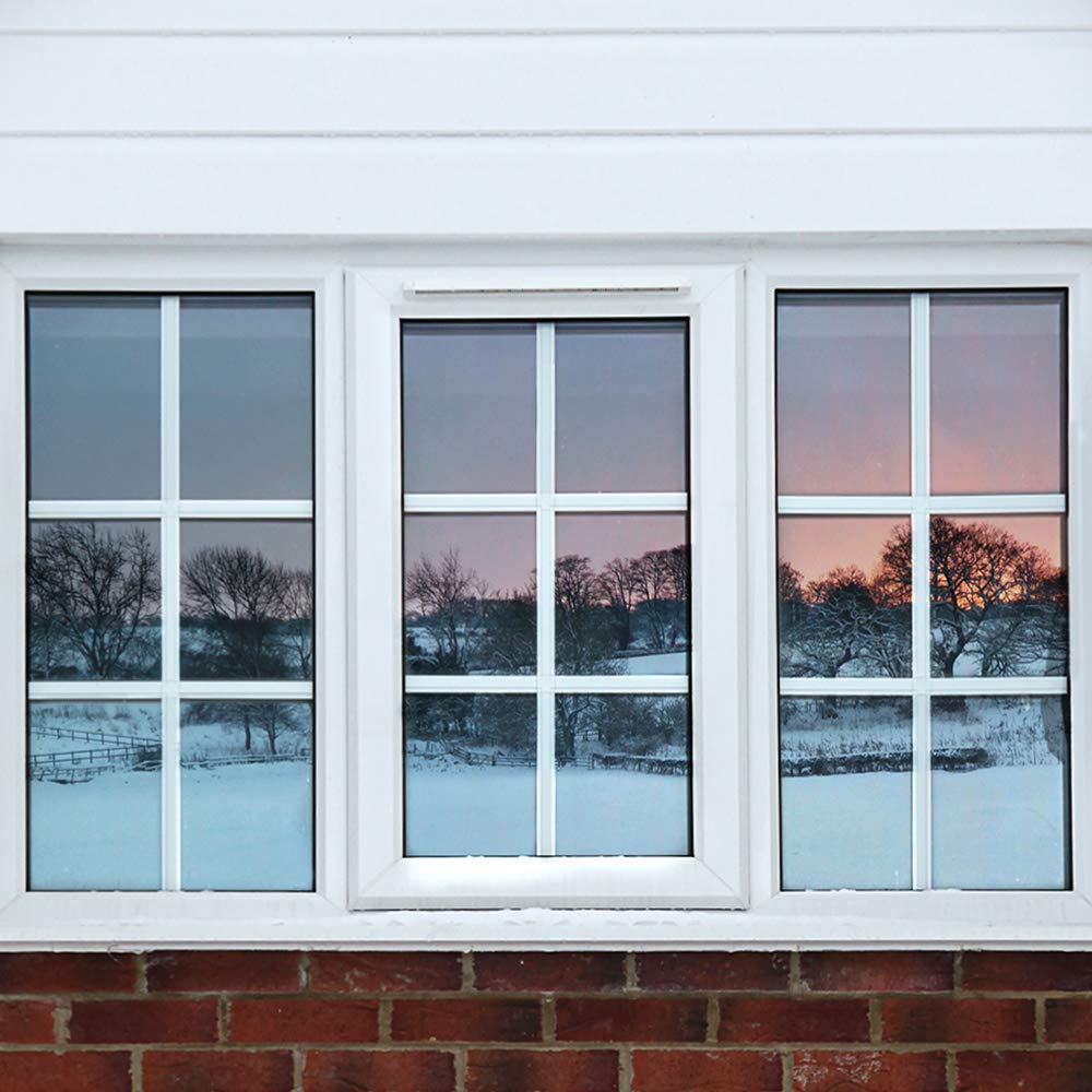 BDF 1SBK Window Film Static Cling Heat Rejection and Daytime Privacy Silver & Black - 35.4in X 14ft