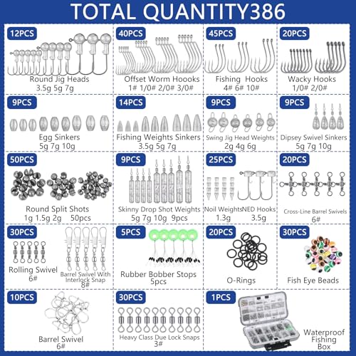 Sosation 482 Pcs Fishing Gifts for Men Fishing Sling Bag Tool Gear Equipment Accessories Kit Fish Backpack Tackle Box with...