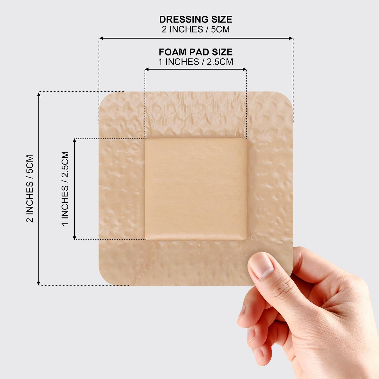 40 Pcs Silicone Foam Dressing 2x2 Gentle Border, Waterproof Silicone Bandages for Wounds Care, Bed Sore Patches, Super Absorbent Wound Dressing, Self Adhesive Pressure Sore Pads (40)