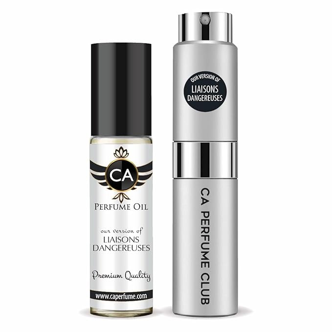 CA Perfume Duo Impression of Liaisons Dangereuses For Women And Men Perfume Layering Set Long Lasting Travel Size EDP + Body Oil Roll-On Bottle 0.27 Fl Oz+0.33 Fl Oz