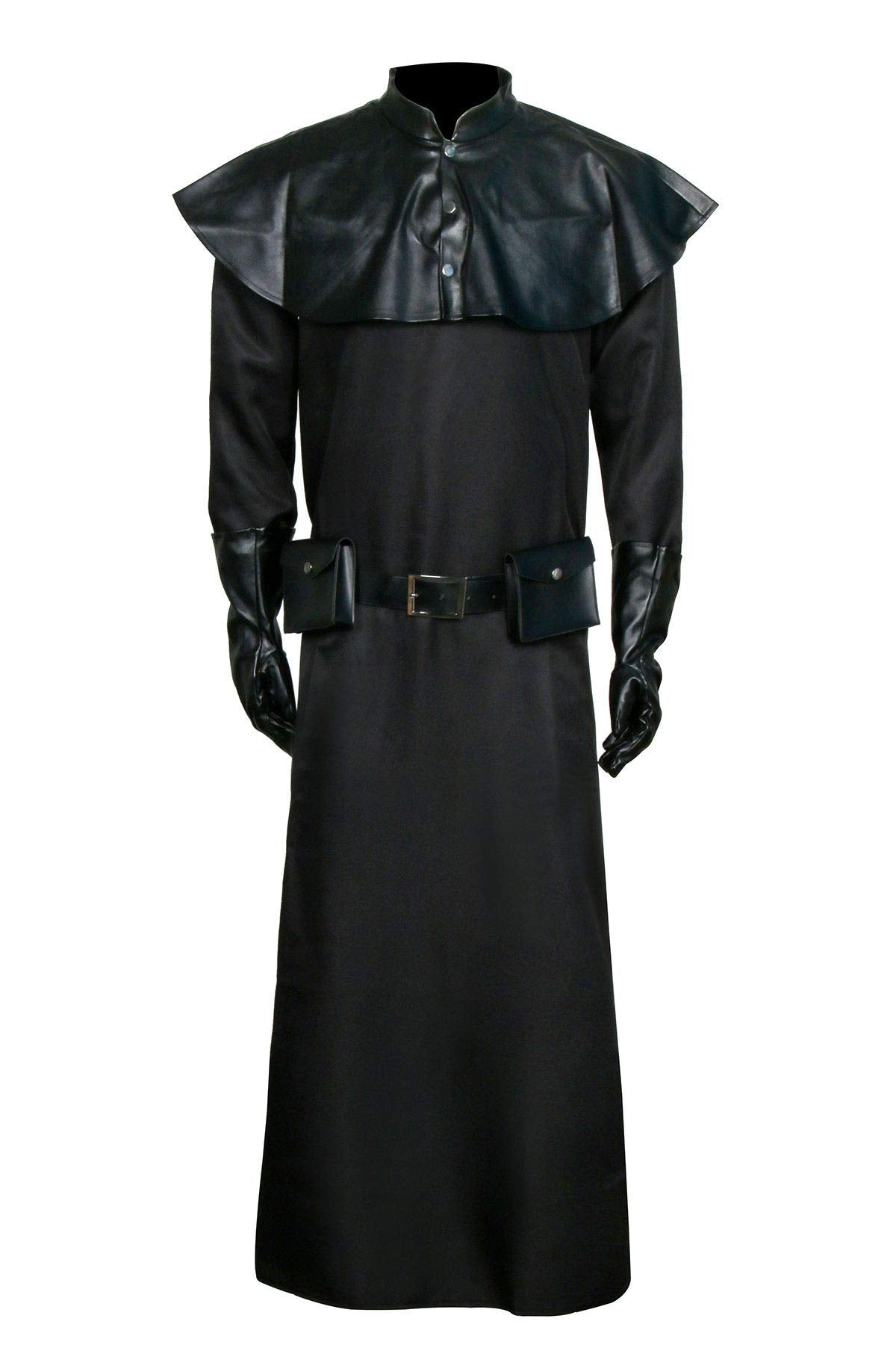 FirstCos Plague Doctor Costume for Adults Halloween Clothing Black Cloak Steampunk Fancy Dress Renaissance Priest Outift