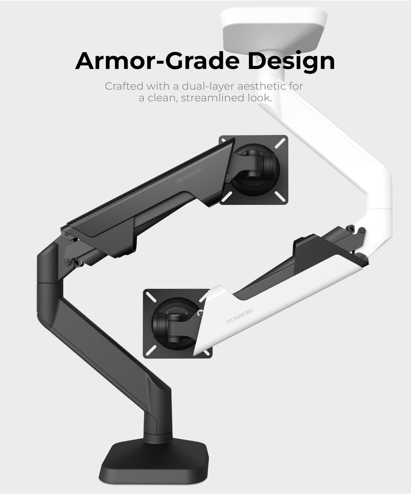 Modernsolid Heavy Duty Ultrawide Monitor Arm with RGB Lighting & USB Charging, Fits 34 to 49 inch Curved Screens, Supports 14 to 38 lbs, Adjustable Desk Mount, Gaming Setup, Black