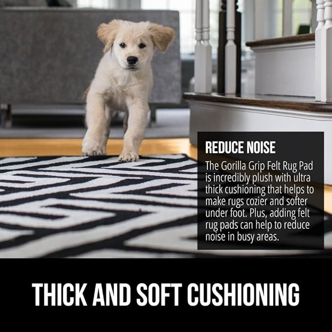 GORILLA GRIP Felt and Natural Rubber Stay in Place Slip Resistant Rug Pad, 1/8in Thick 2x10 FT Protective Padding for Under Area Rugs, Cushioned Gripper Pads, Carpet Runners Hardwood Floors Protection