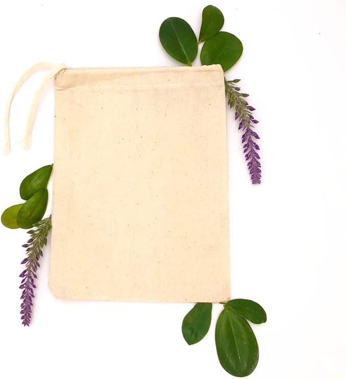 12x16 Inches Natural Cotton Reusable Produce Muslin Bags – Multipurpose Drawstring Storage Pouch for Everyday Use (100)