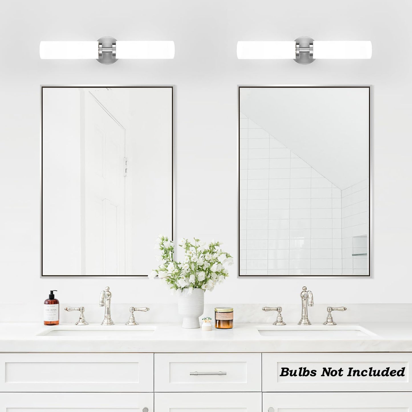 Indoi Wall Sconces Set of Two, Brushed Nickel Gold Bathroom Sconces Wall Lighting with Milky White Glass, Modern Sconces Wall Decor Set of 2 Bathroom Light Fixtures for Mirror Living Room Bedroom