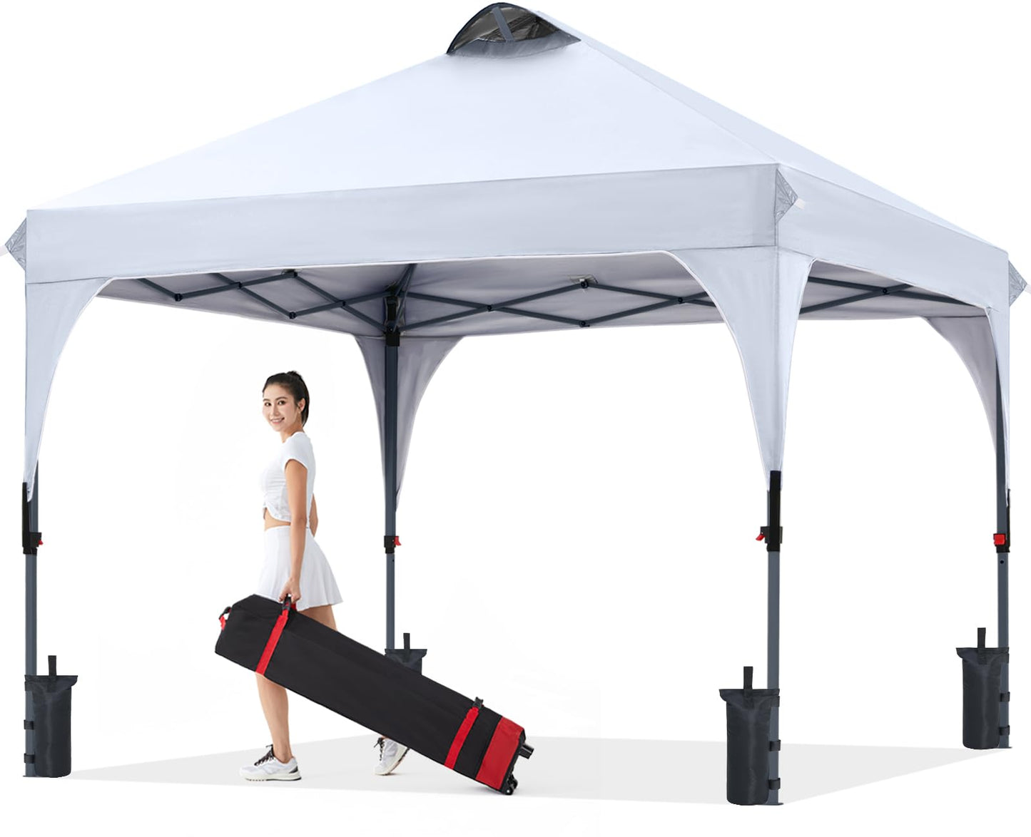 COOSHADE Pop Up Canopy Tent, 10x10 Easy Setup Instant Canopy Sun Shelter Beach Tent, Portable Sports, White