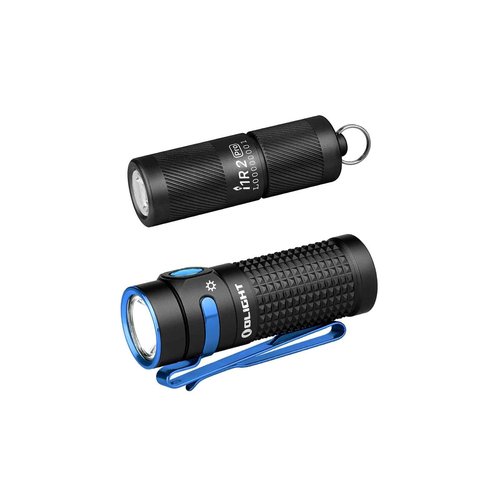 OLIGHT Baton 4 Rechargeable EDC Flashlight, 1300 Lumens Bundle with I1R 2 Pro EOS 180 LMS Keychain Light