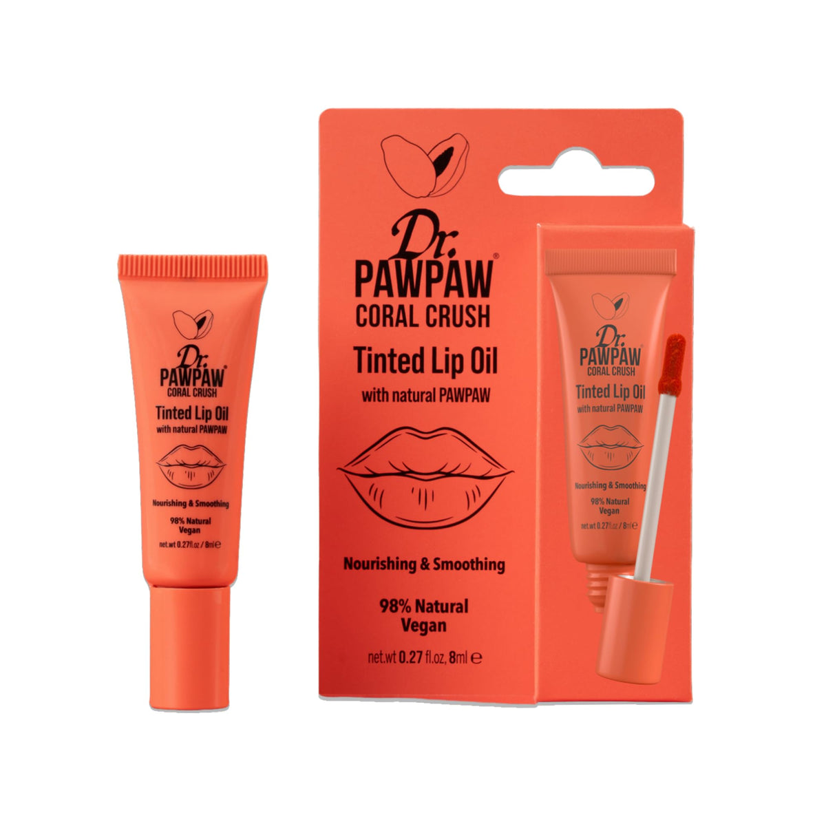 Dr. PawPaw Tinted Lip Oil - Nourishing Lip Oil for Women - Paw Paw, Aloe Vera, Castor and Olive Extracts - Glossy Finish - Coral