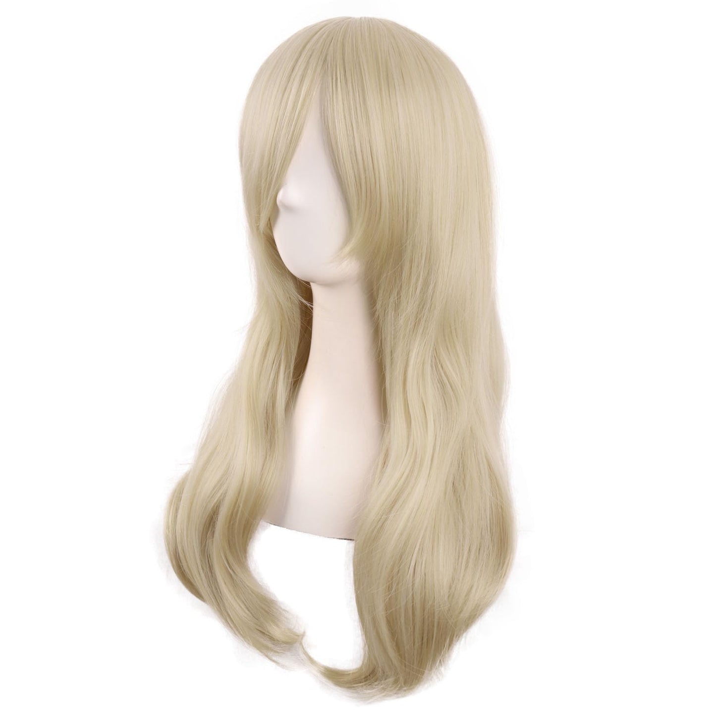 MapofBeauty 24 Inch/60 cm Side Bangs Stylish Long Great Wavy Curly Cosplay Party Wig (Blonde)