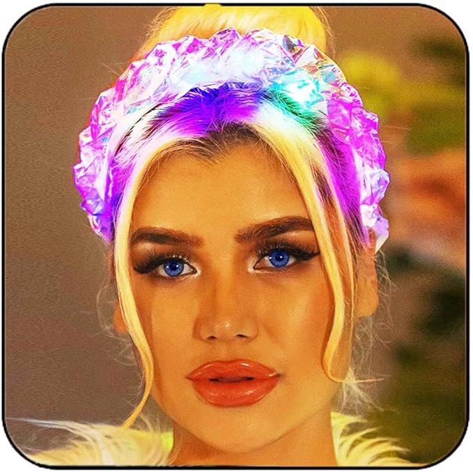 GORTIN Light up Headband LED Neon Headpiece Mardi Gras Rave Costume Hair Accessories for Women
