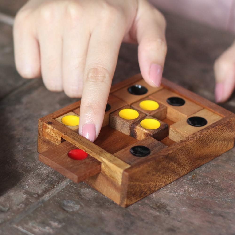 Setting Sun: STEM Sliding Block Puzzle AKA Huarong Dao or Klotski from SiamMandalay with SM Gift Box(Pictured) Improve Critical Logical Thinking with an Eco Friendly Handmade Educational Game