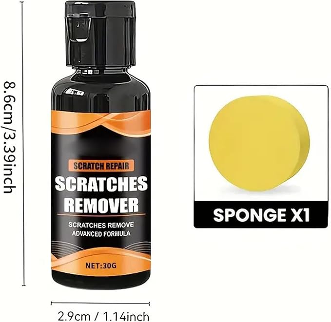 Eyeglass Scratch Remover, Effective Scratch Removal, 30g, Lens Cleaning Kit, Sunglasses Cleaner, With Built In Sponge Applicator, For Eyeglasses, Sunglasses, Watch, Camera, Car Windshield, Auto Window