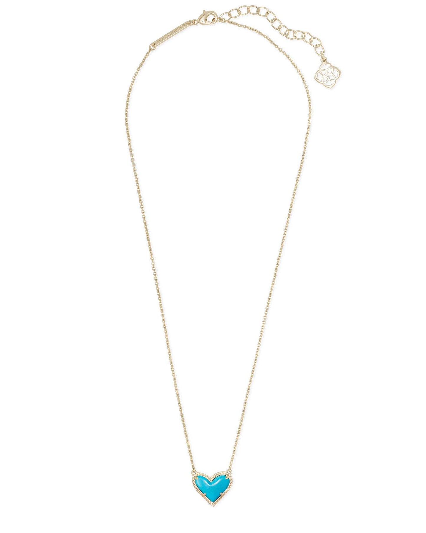 Kendra Scott Ari Heart Pendant Necklace for Women, Fashion Jewelry, 14k Gold-Plated, Turquoise Magnesite