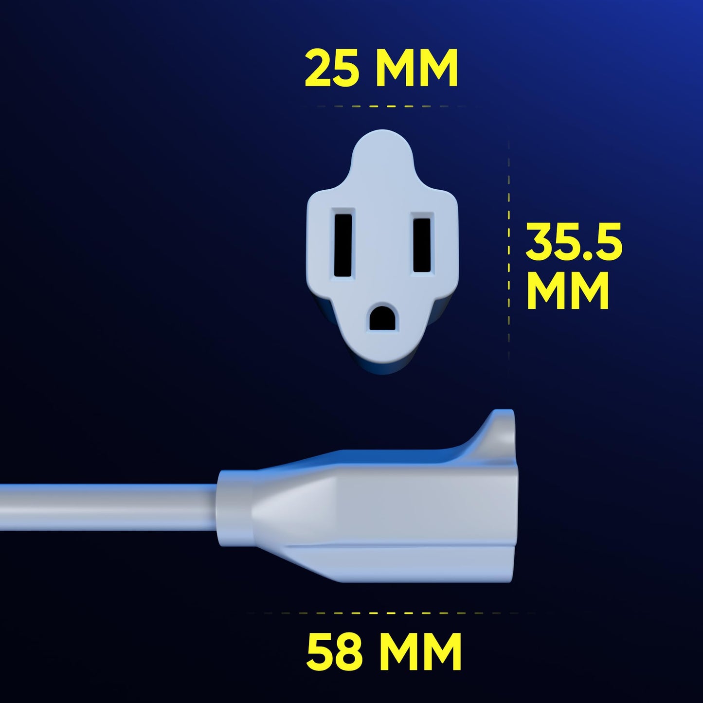 Maximm Extension Cord 6 Feet White (5 Pack) Flat Plug, 360 Rotating Short Power Cord Single Outlet, Indoor 16 Gauge 3 Prong Grou