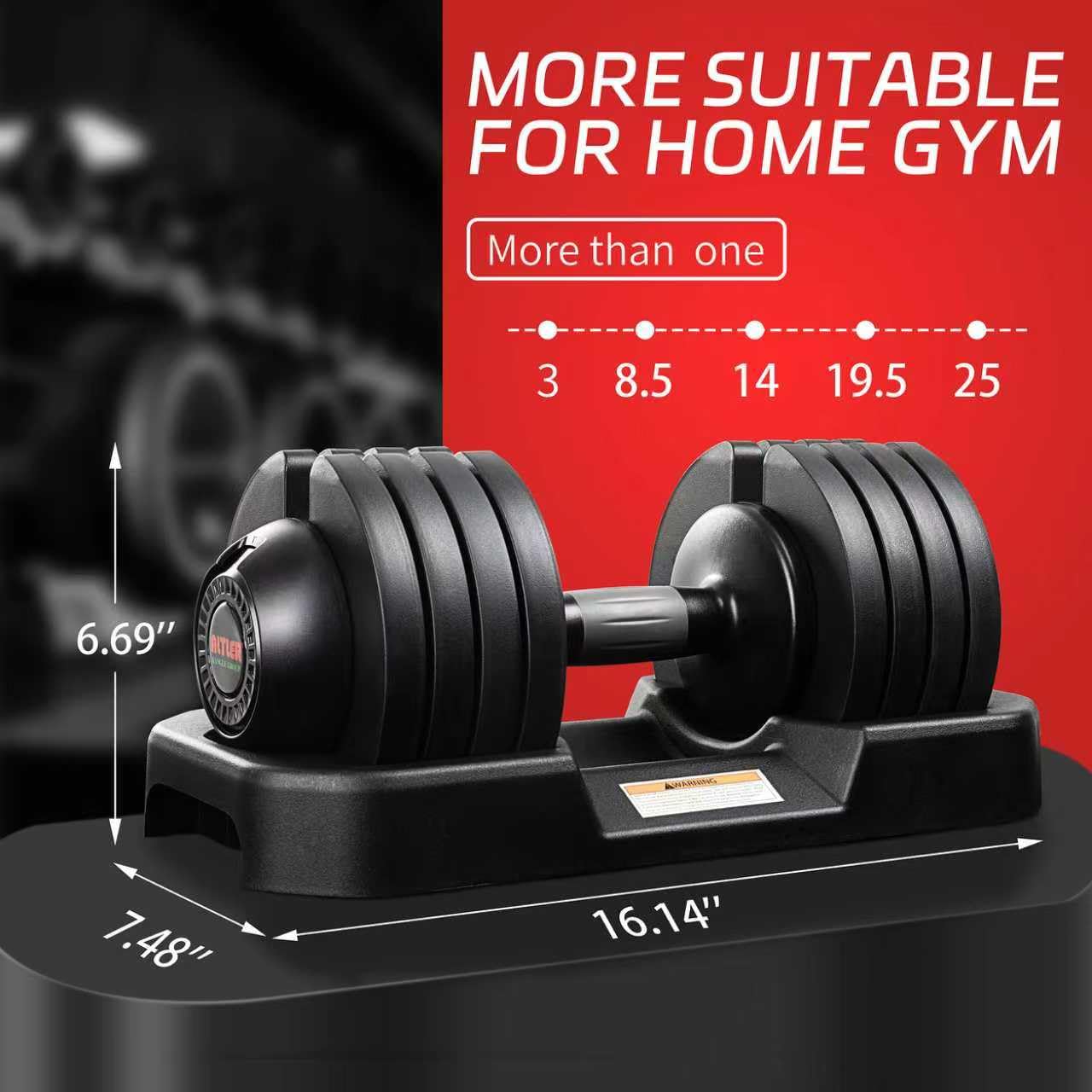ALTLER Adjustable Dumbbell Set, 25LB Pair with Tray for Workout Strength Training Fitness, Adjustable Weight Dial Dumbbell with Anti-Slip Handle and Weight Plate for Home Exercise