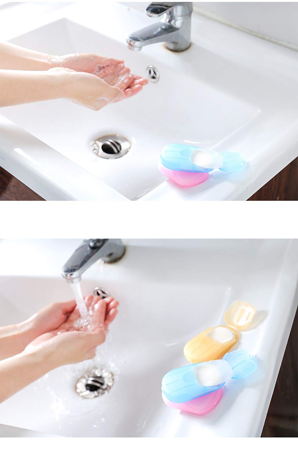 ccHuDE 6 Packs Portable Disposable Paper Soap Sheets Hand Washing Bath Scented Paper Soap for Camping Hiking Travel