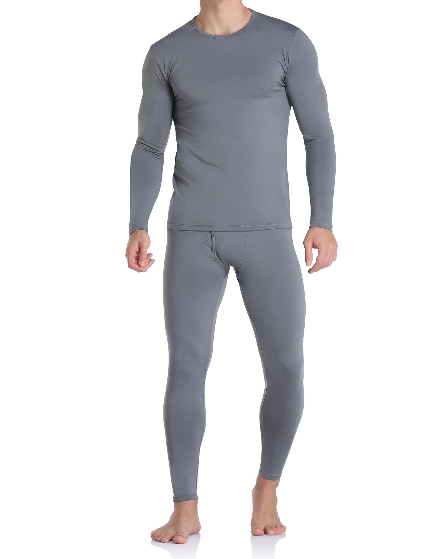 WEERTI Thermal Underwear for Men Long Johns with Fleece Lined, Base Layer Men Cold Weather Top Bottom Grey