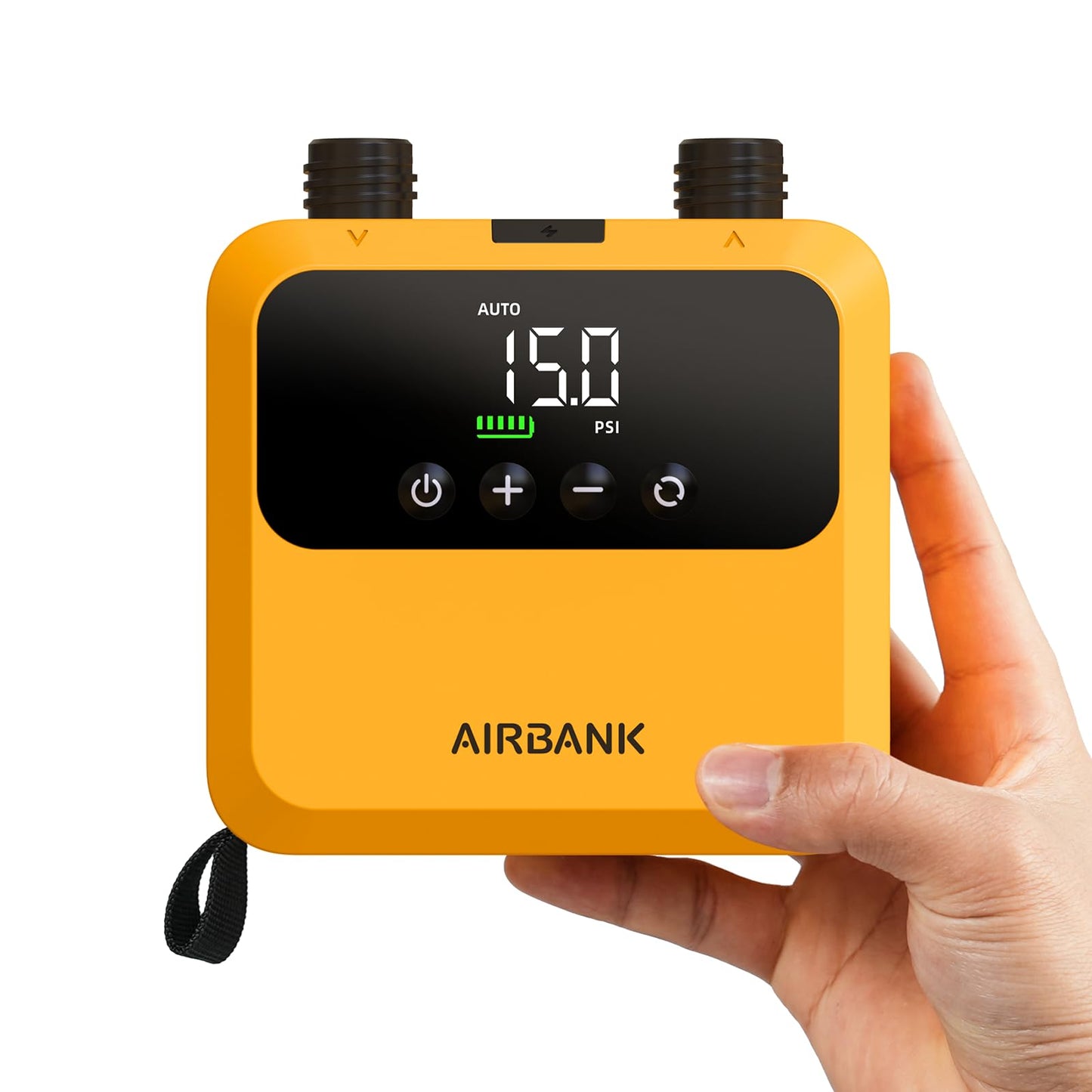 AIRBANK Mini Paddle Board Pump Pulse Pro, Small Rechargeable SUP Pump Electric Portable, Brushless Motor, MAX 20PSI, Fast Inflation Air Pump for Kayak, Inflatables, Boats, Tent, Kite Wings (Orange)