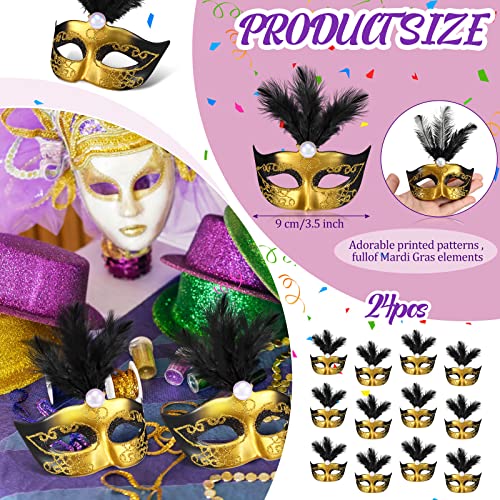 Sanwuta 72 Pcs Mini Masks Masquerade, Mardi Gras Carnival Masquerade Mask Cake Toppers Venetian Party Decor