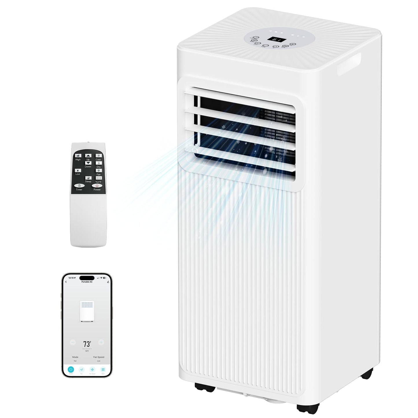 Portable Air Conditioners 16,000 BTU 5-in-1 Air Conditioner Portable Up to 850 Sq.Ft., Portable AC Unit with Cool, Fan, Dehumidifier, 24H Timer, Sleep Smart WiFi Remonte Installation Kit Included