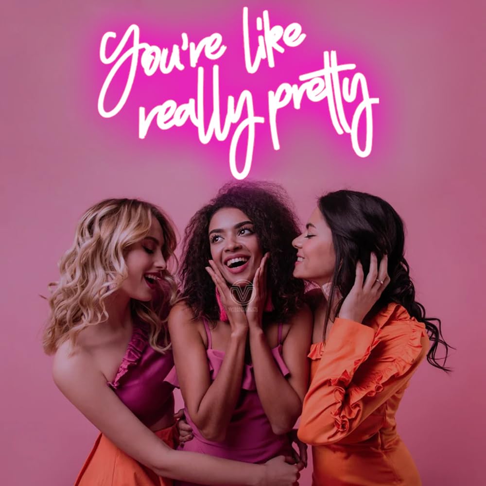 DAKABUKA You Are Like Really Pretty Neon Sign Pink Room Decor LED Neon Signs Wall Decor For Bedroom Bachelorette Party Teen Girls Room With Dimmable Switch USB Power(16.9 * 10.6inches)