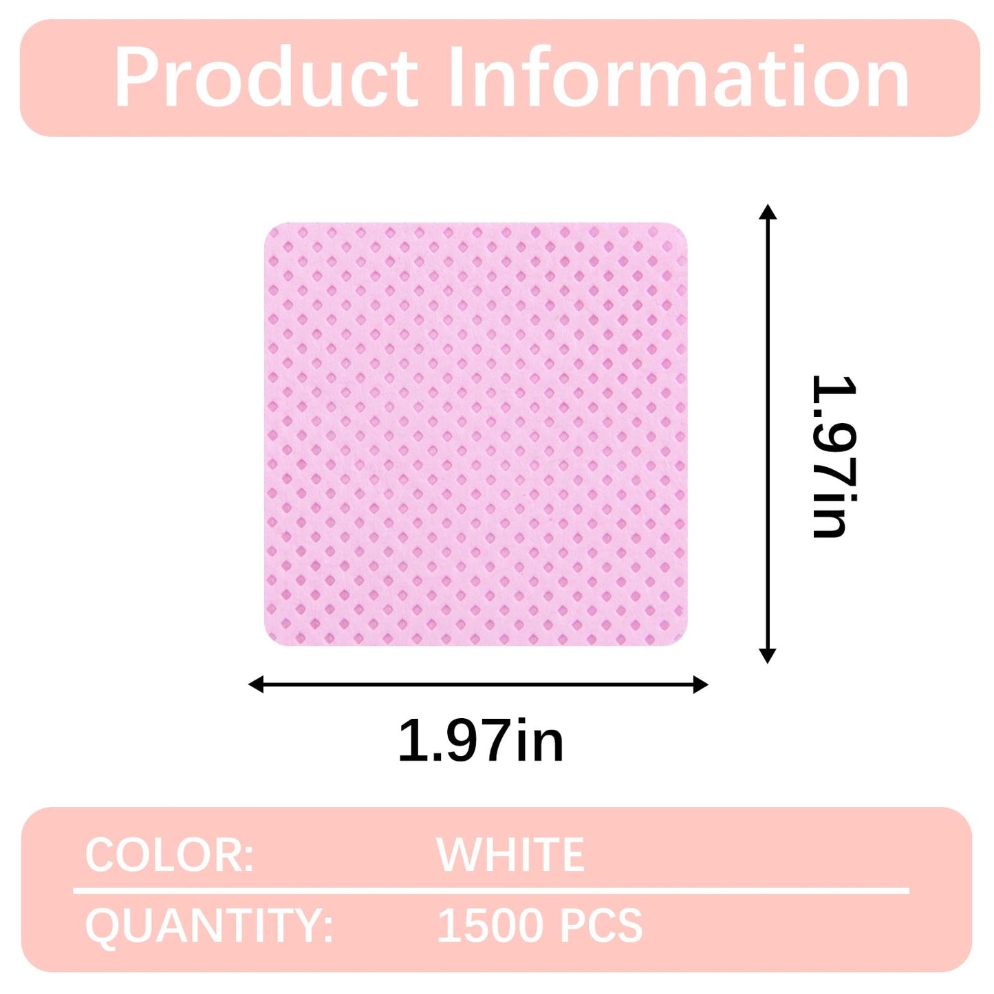 1500Pcs Lint Free Nail Wipes, Pink No Lint Nail Wipes for Gel Nails Lint Free Polish Remover Wipe Eyelash Extensions Glue Nails