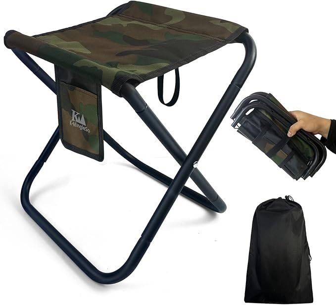 K-MingleSo Upgraded Portable Folding Stool, 13 Inch Camping Stool for Adults Fishing Hiking Gardening and Beach with Carry...