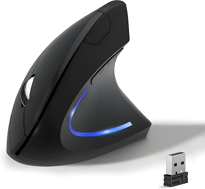 KUNSI Wireless Ergonomic Mouse, 2.4G Wireless Vertical Ergo Mouse, 800/1200/1600 Adjustable DPI,6 Buttons Ergonomic Mouse ...