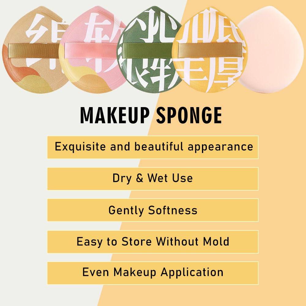 Makeup Sponge for Foundation Concealer and Powder,Latex Free Blender Sponge for Natural and Easy Makeup Soft Long Lasting Beginn