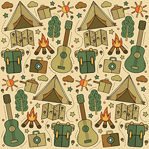 Cute Camping Gear Wrapping Paper Premium Father's Day Gift Wrap Camp Birthday Theme Birthday Party Decoration Tent Decor (...