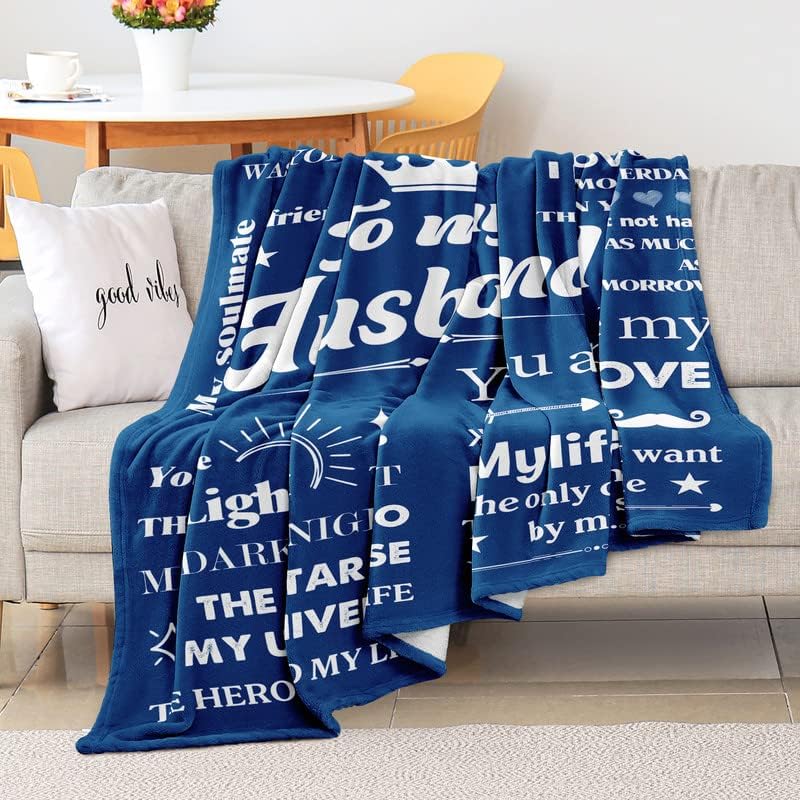Father's Day Birthday Gifts for Husband from Wife, Romantic Husband Birthday Gift from Wife to My Husband Blanket Christmas Anniversary Valentines Gifts for Husband from WifeThrow Blanket 50*60