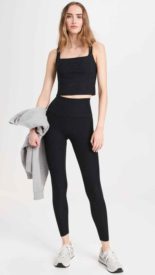 Beyond Yoga Women's Spacedye Impress Cropped Tank, Darkest Night, XL